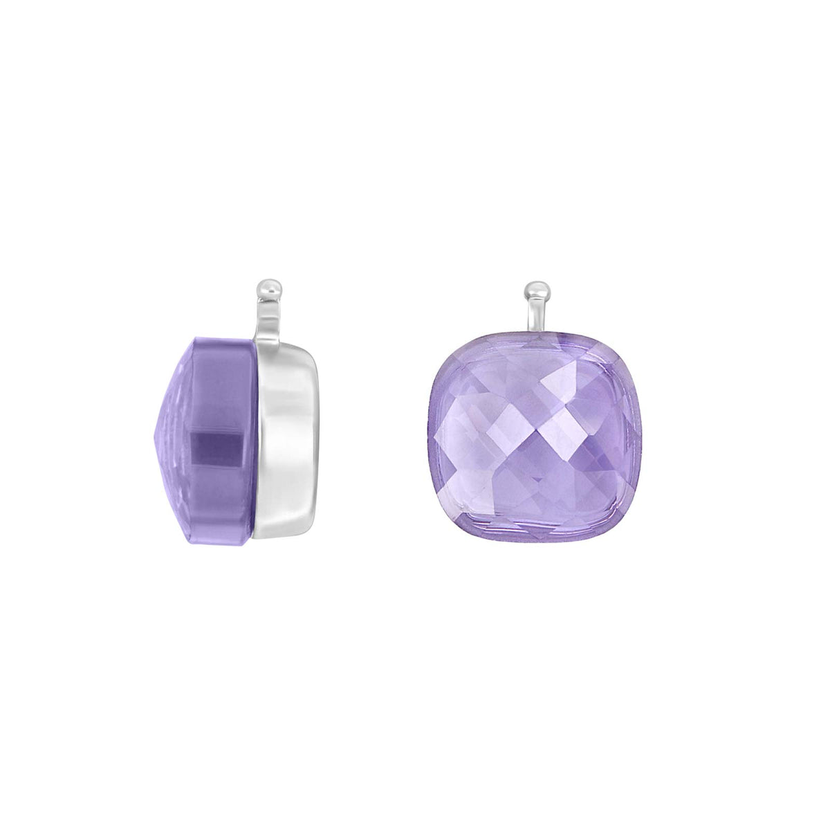 E76 – Facettiertes Quadrat aus Quarzglas in silber