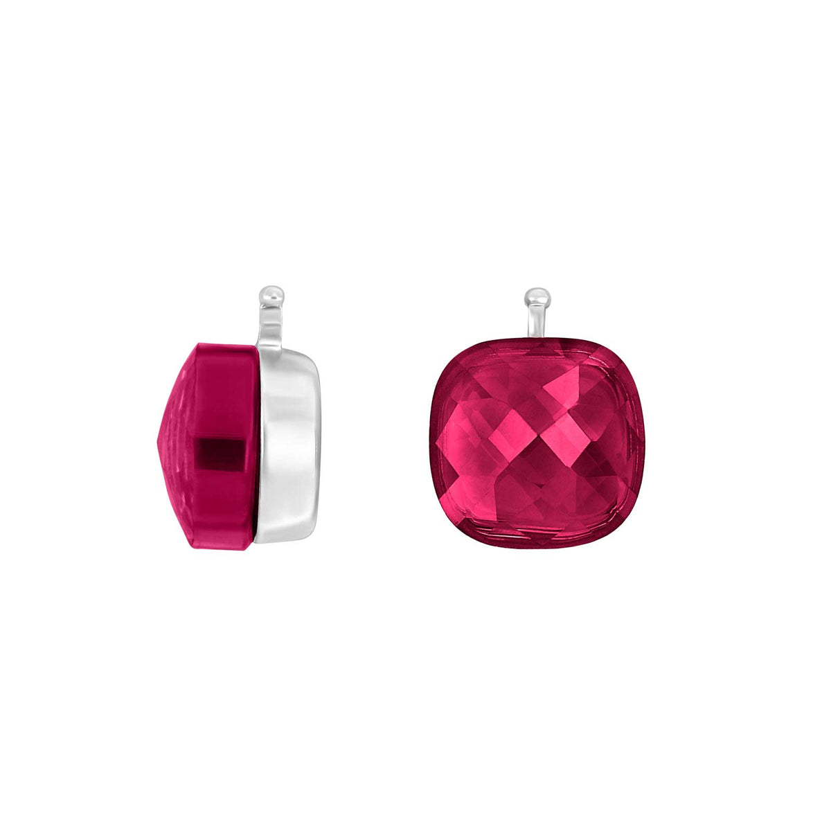 E76 – Facettiertes Quadrat aus Quarzglas in silber