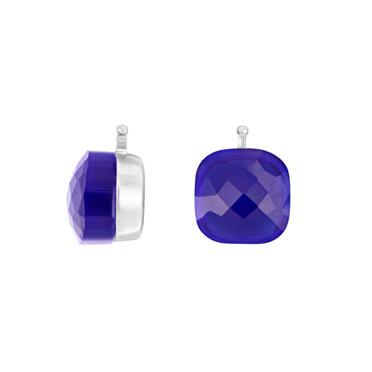 E76 – Facettiertes Quadrat aus Quarzglas in silber