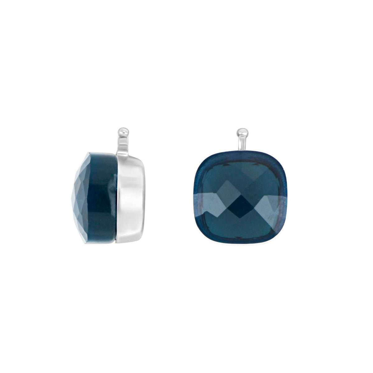 E76 – Facettiertes Quadrat aus Quarzglas in silber
