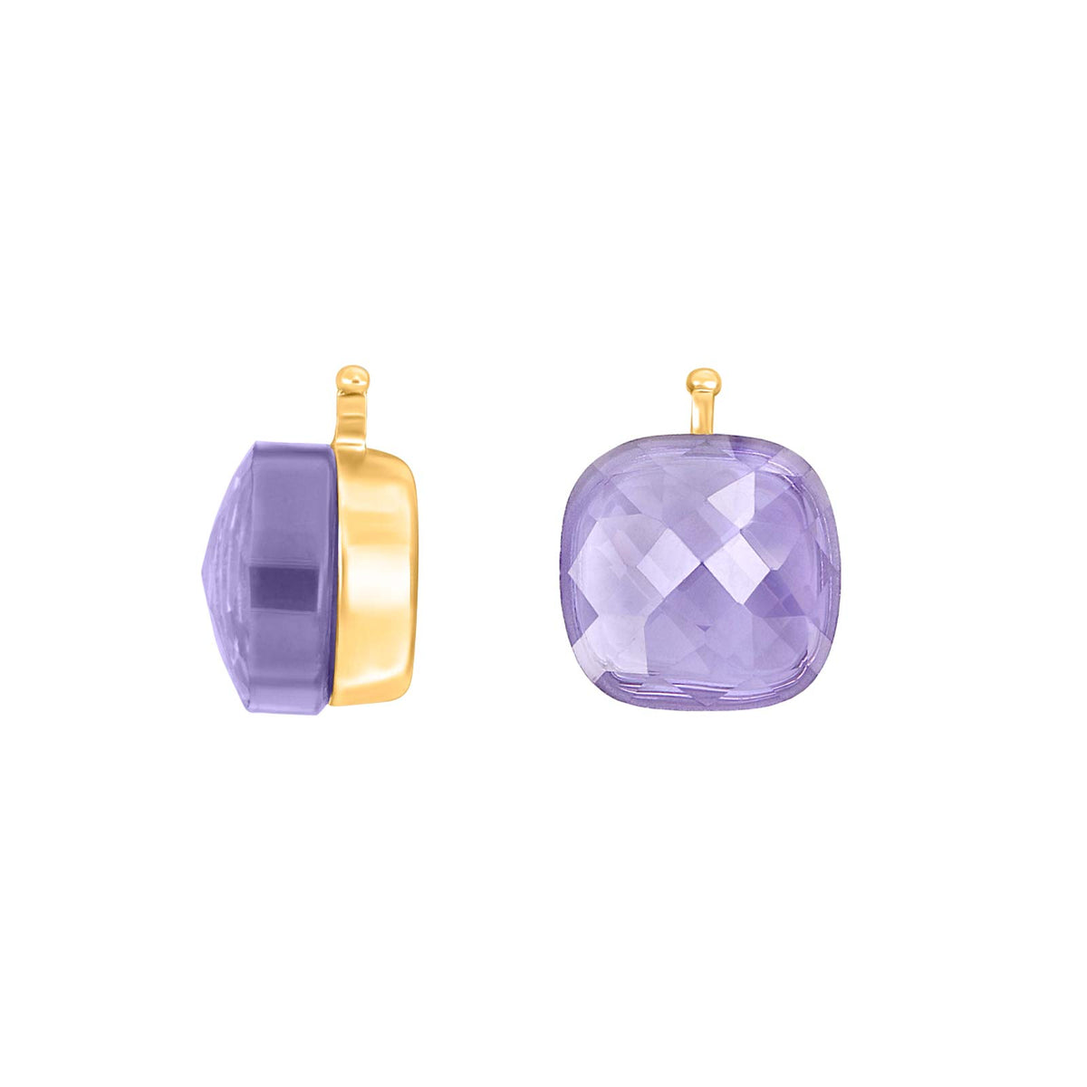 E76 – Facettiertes Quadrat aus Quarzglas in gold
