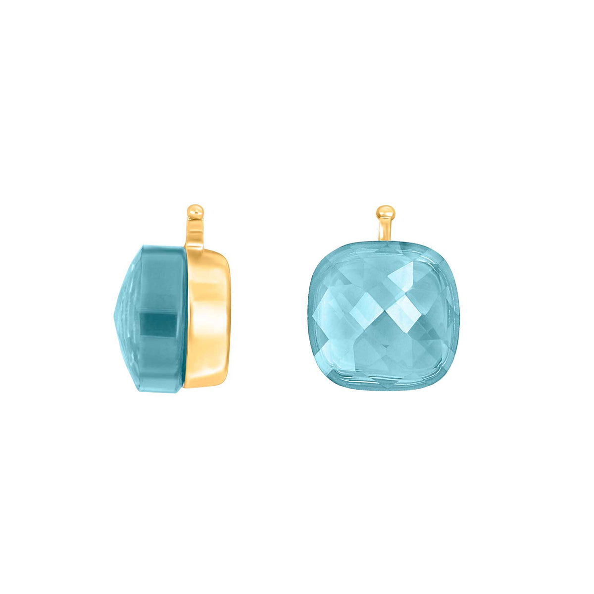 E76 – Facettiertes Quadrat aus Quarzglas in gold