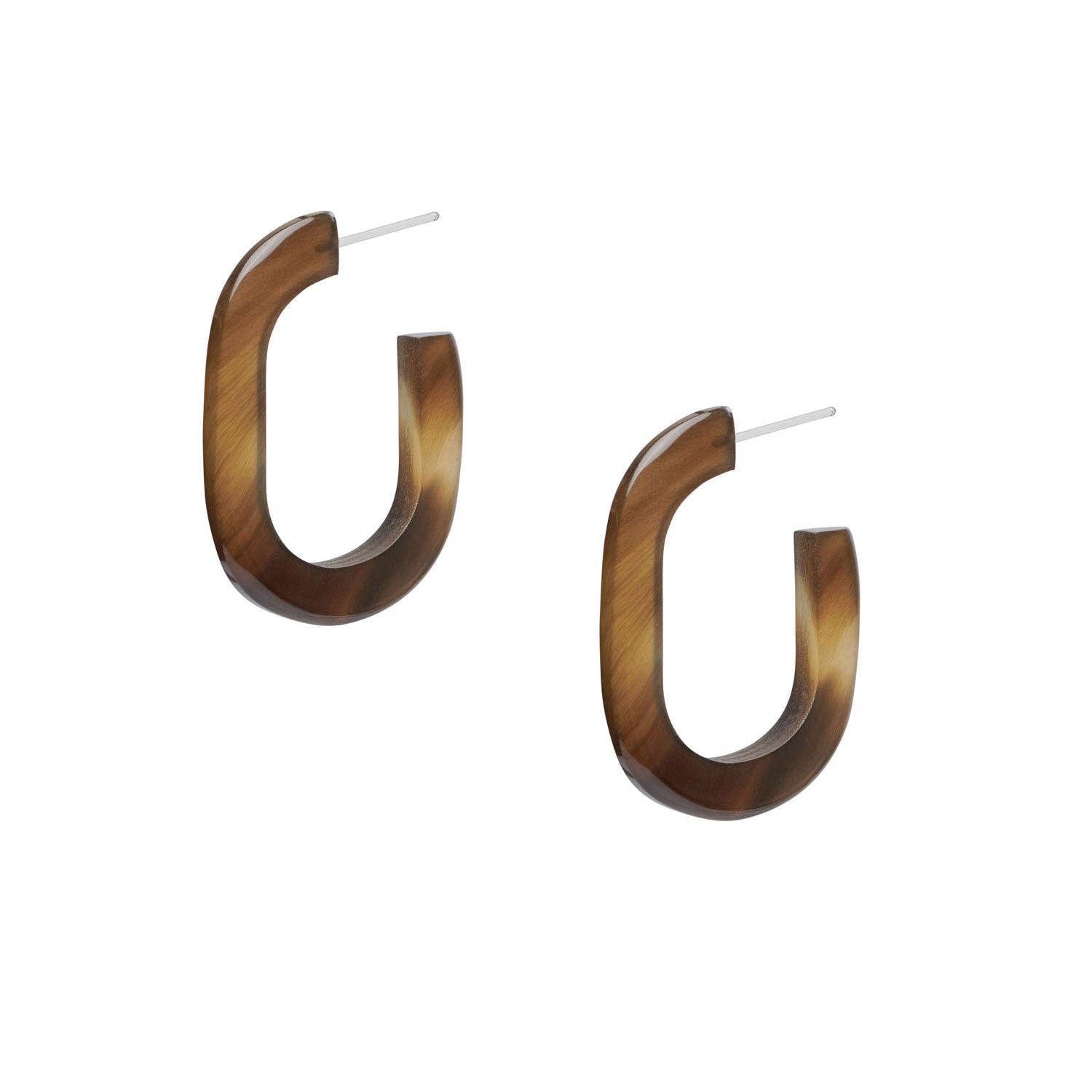ELARA Braune ovale Ohrringe aus natürlichem Horn / Schmuck