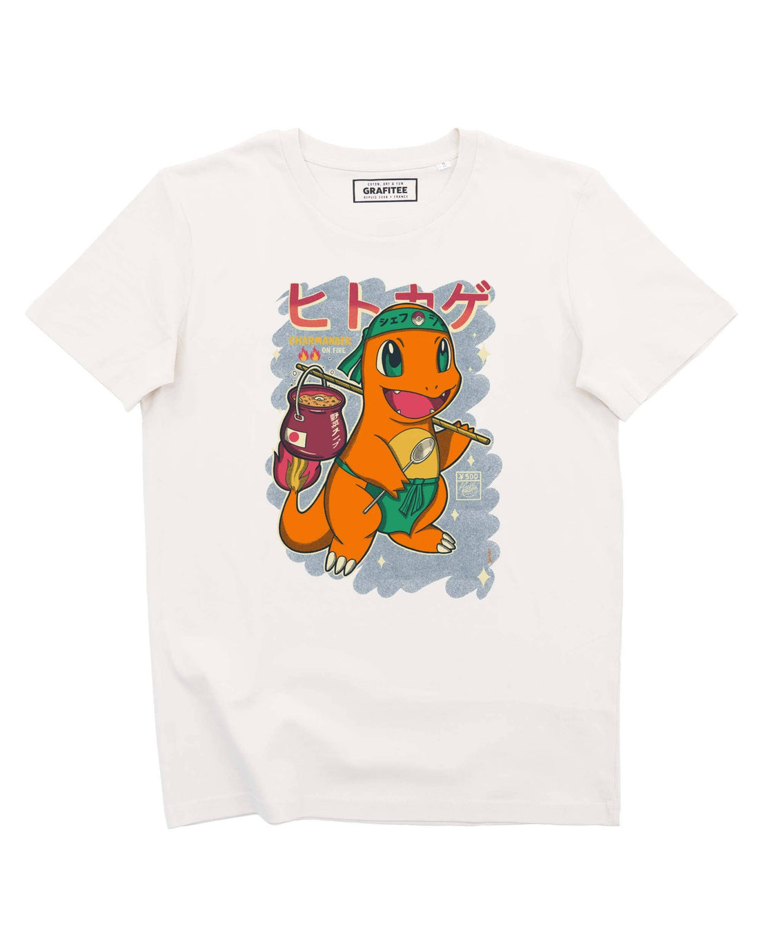 Salamèche-T-Shirt - Pokémon-T-Shirt mit Lebensmittelgrafik: Navy / XXXL