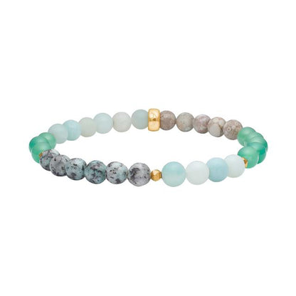 Heinzendorff Armband Aventurin, Jaspis &amp; Amazonit 5 mm – vergoldet