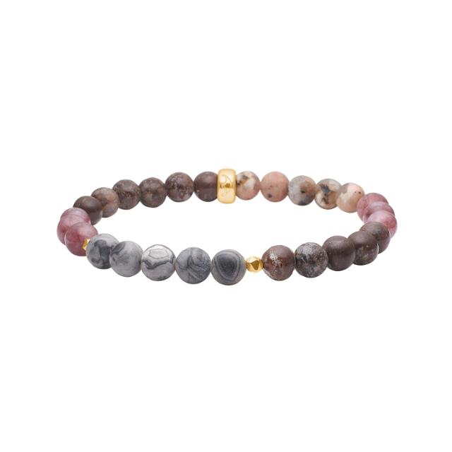 Heinzendorff Armband Jaspis, Schwammquarz &amp; Hämatit 6 mm – vergoldet