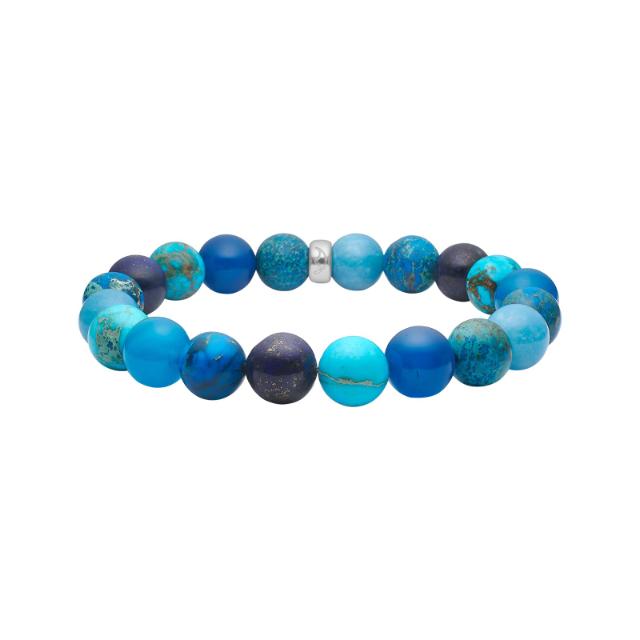Heinzendorff Armband Lapislazuli, Schwammquarz, Achat &amp; Howlith 10 mm – silber