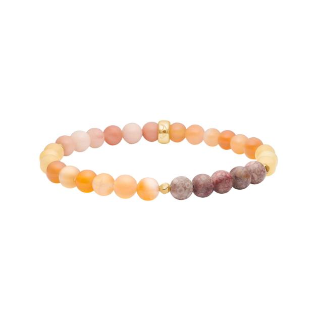 Heinzendorff Armband Jaspis, Aventurin, Jade &amp; Schwammquarz 6 mm – vergoldet