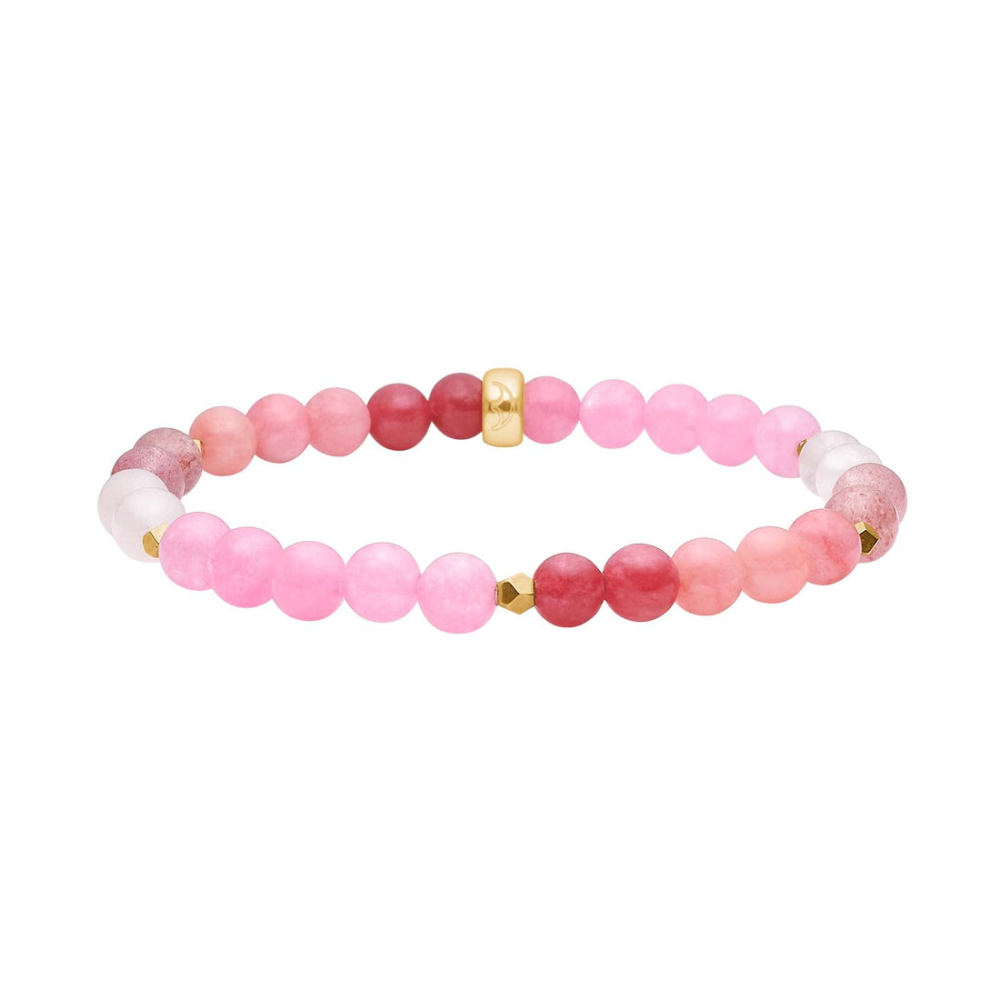 Heinzendorff Armband Rosenquarz, Kirschquarz, Schwammquarz &amp; Hämatit 6 mm – vergoldet