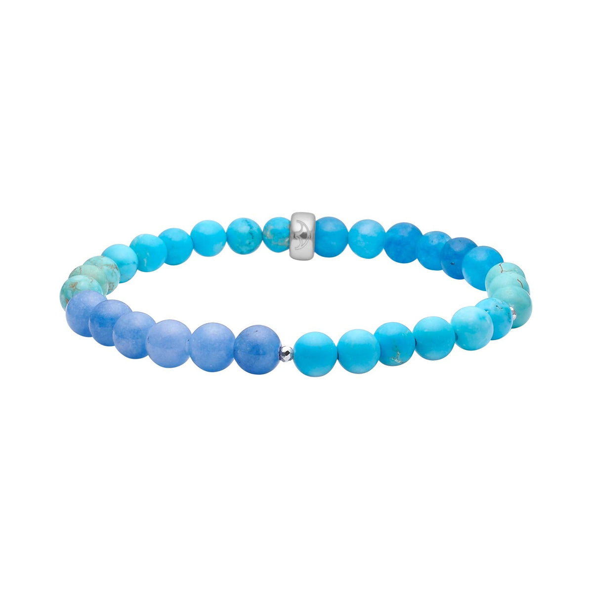 Heinzendorff Armband Blauer Schwammquarz, Howlith &amp; Hämatit 6 mm – silber