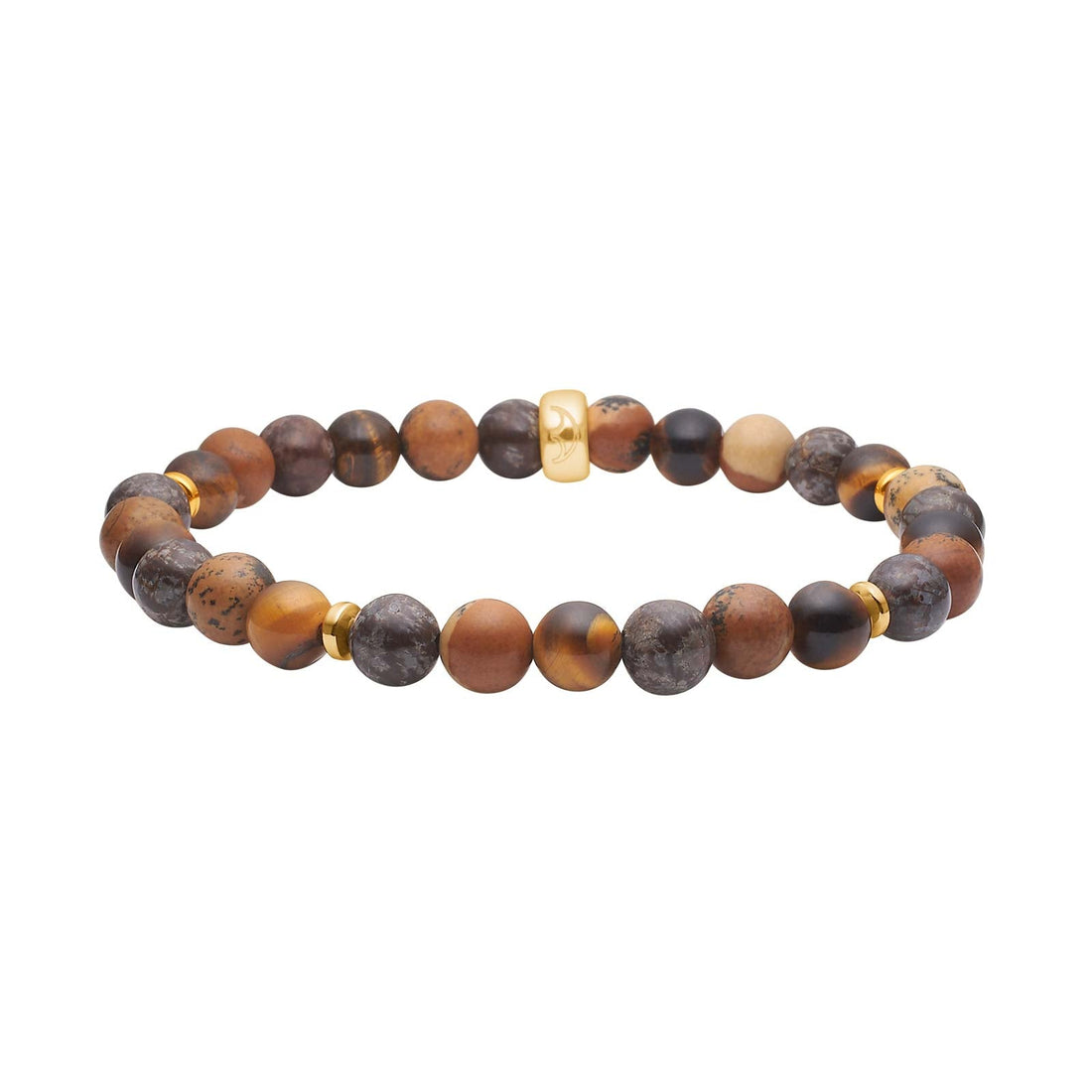 Heinzendorff Armband Tigerauge, Jaspis &amp; Hämatit 6 mm – vergoldet