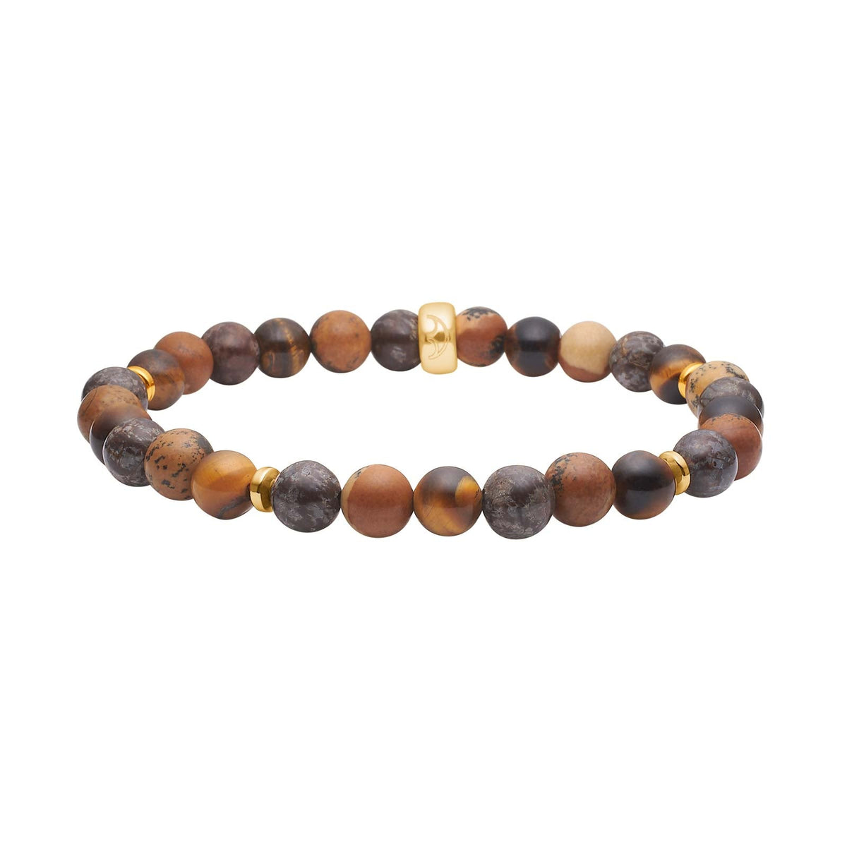 Heinzendorff Armband Tigerauge, Jaspis &amp; Hämatit 6 mm – vergoldet