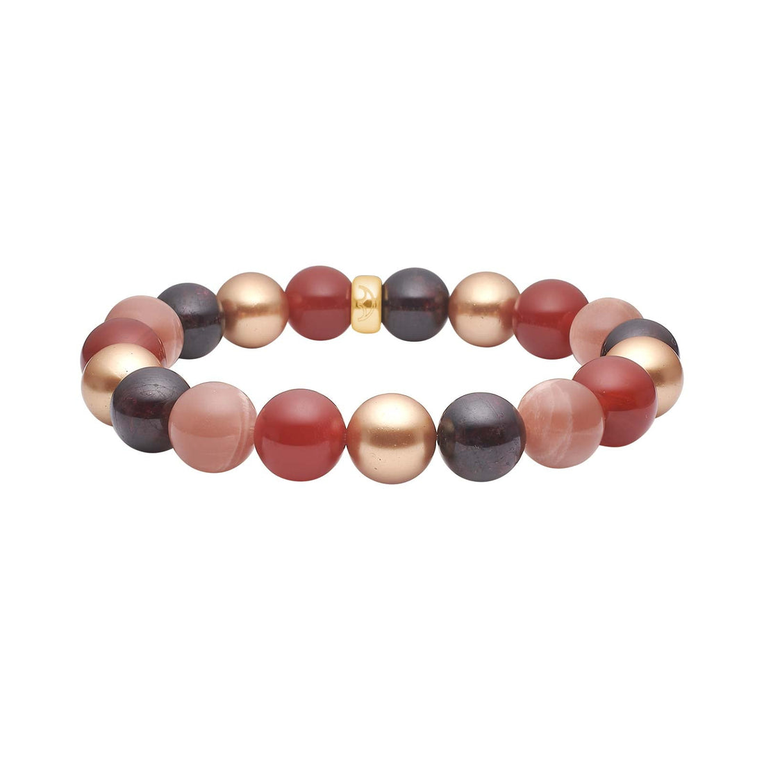 Heinzendorff Armband Sonnenstein, Karneol, Granat &amp; Perlmutt 12 mm – vergoldet