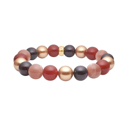 Heinzendorff Armband Sonnenstein, Karneol, Granat &amp; Perlmutt 12 mm – vergoldet