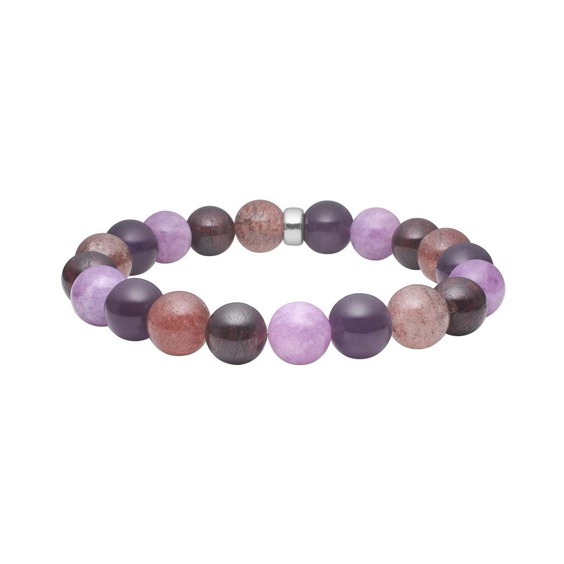 Heinzendorff Armband Amethyst, Kirschquarz, Schwammquarz &amp; Granat 12 mm – silber