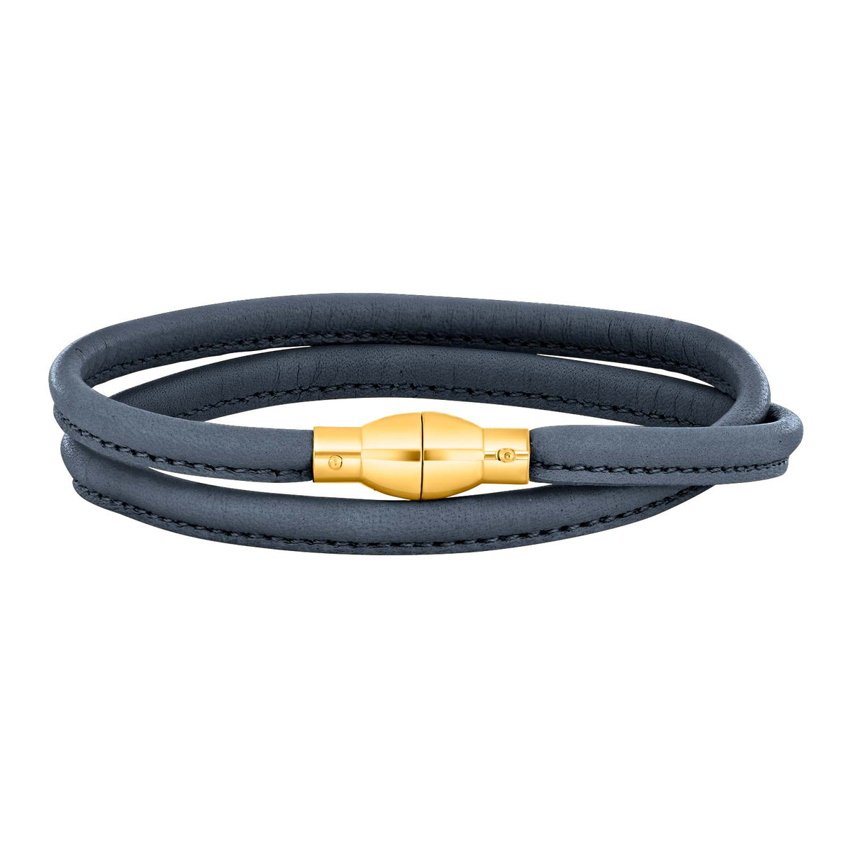 Heinzendorff Lederarmband 42 Montan-Blau – vergoldet
