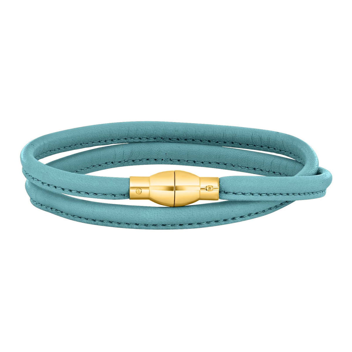 Heinzendorff Lederarmband 48 Türkis – vergoldet