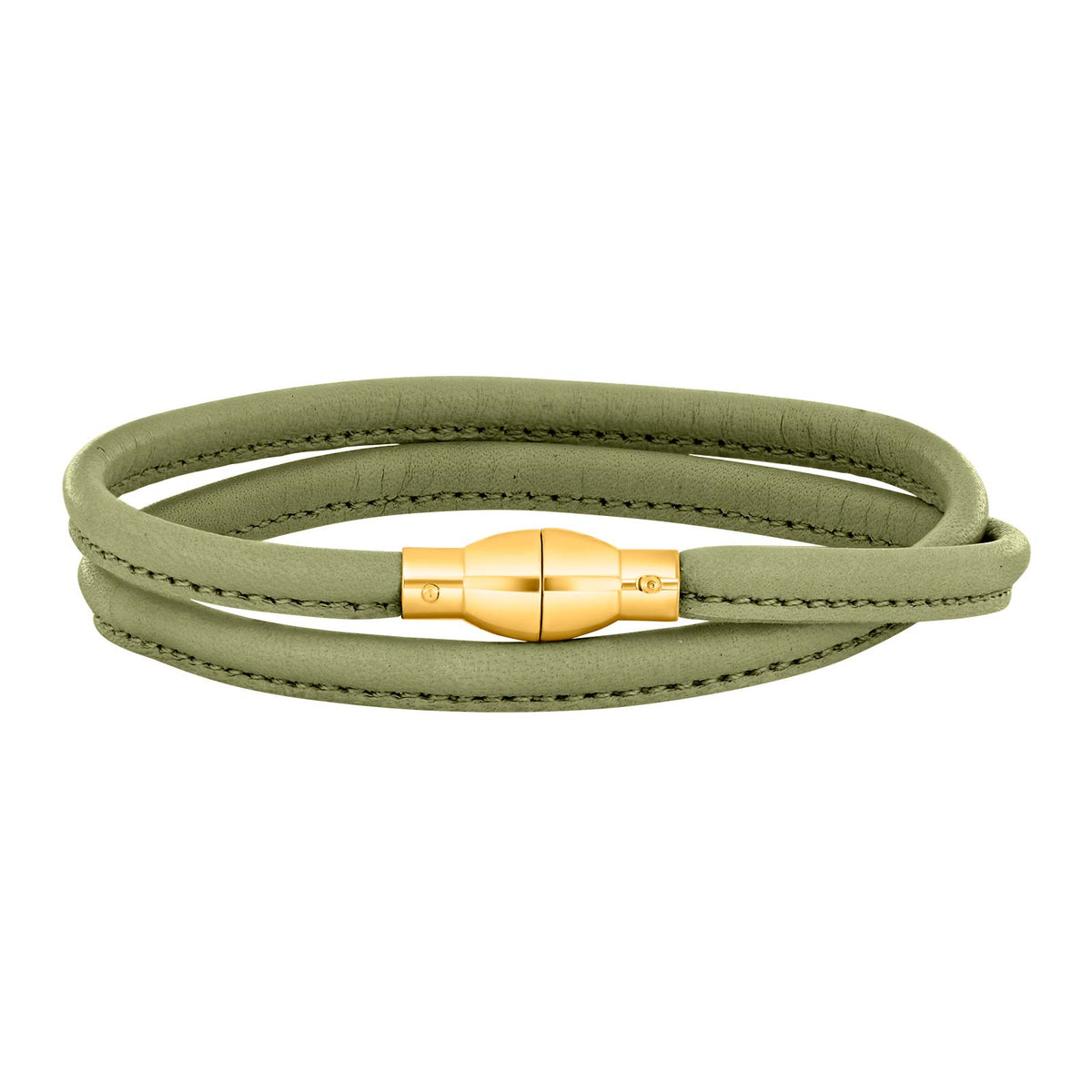 Heinzendorff Lederarmband 61 Oliv-Grün – vergoldet