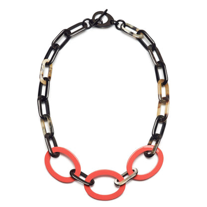 Schwarze und korallenrosa ovale Gliederkette Damen Schmuck Geschenk