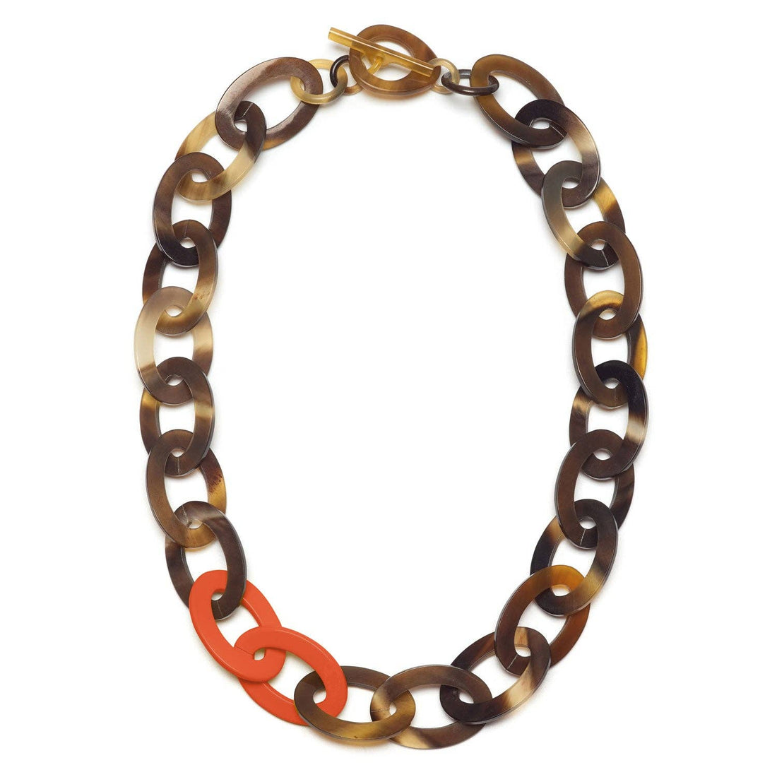 Halblange ovale Gliederkette in Naturbraun und Orange