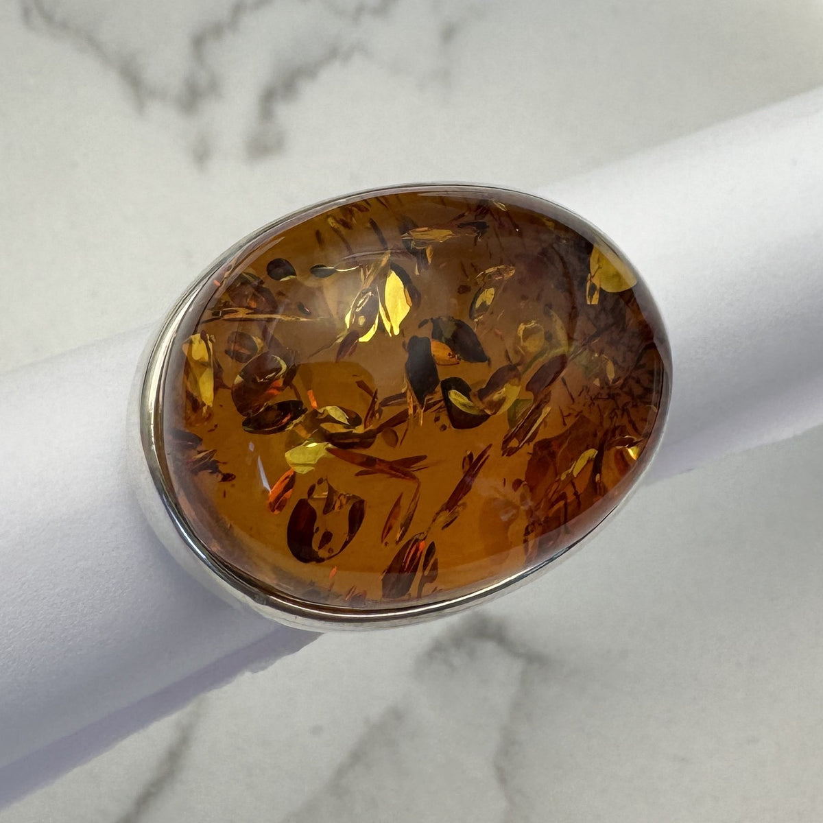 Bernstein Ring cognac oval in Sterling Silber 925 – Ansicht 2