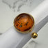 Bernstein Ring cognac rund mit goldener Kugel, Silber vergoldet