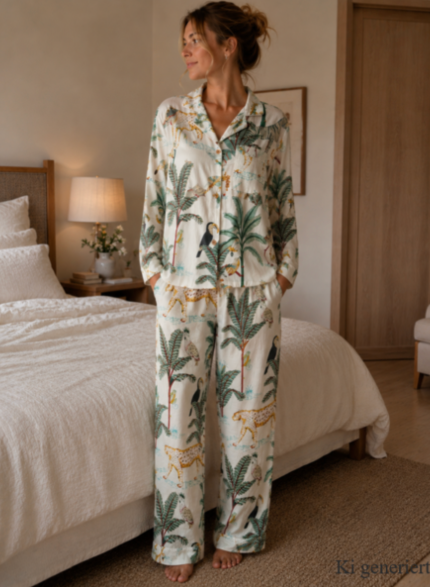 Indradanush Pyjama Cheetah weiß