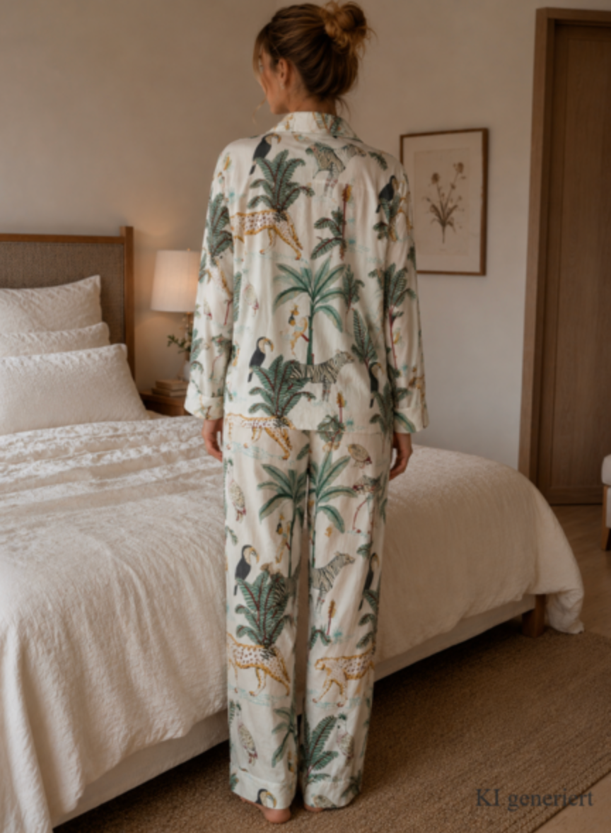 Indradanush Pyjama Cheetah weiß Rückansicht
