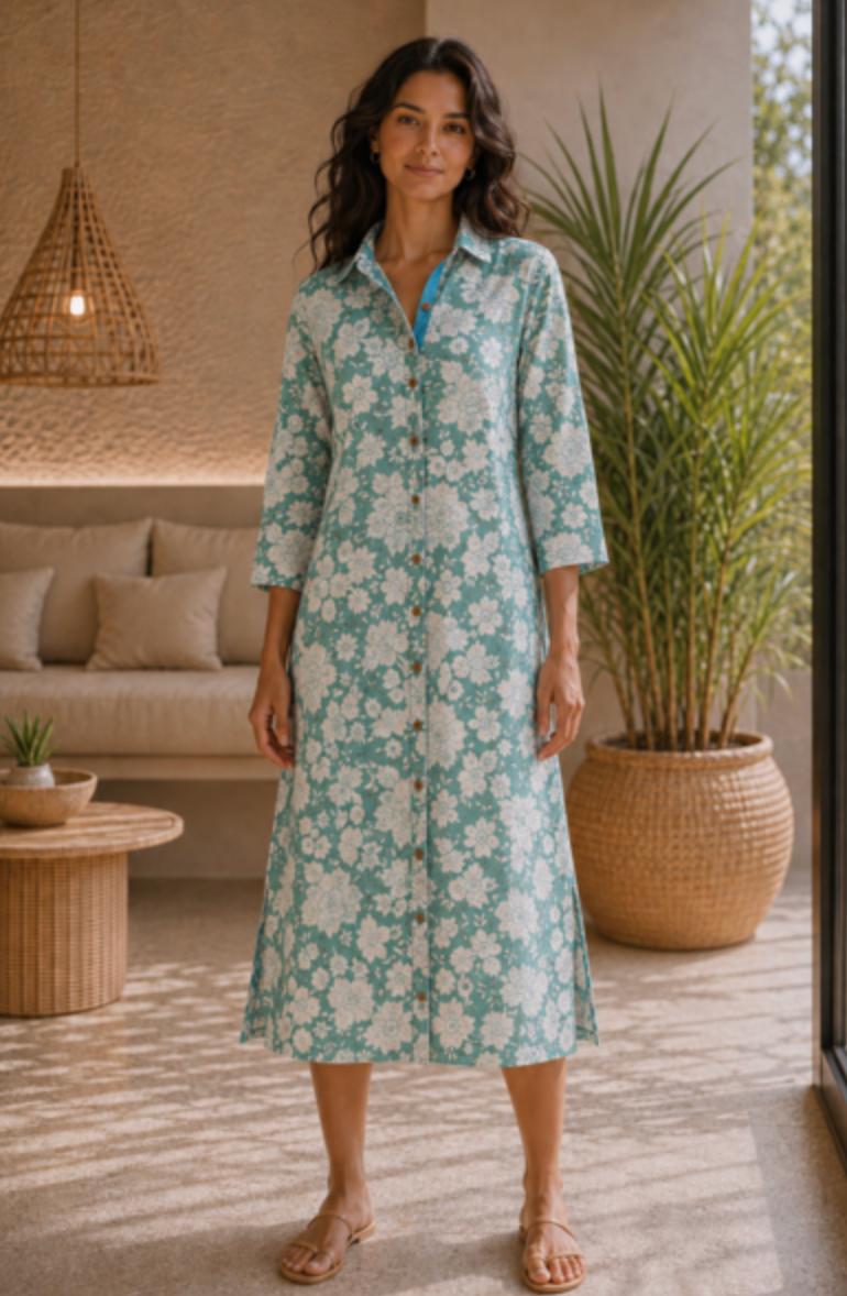 Indradanush Hemdblusenkleid türkis