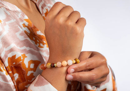 Heinzendorff Armband Aventurin, Jade, Achat &amp; Tigerauge – vergoldet
