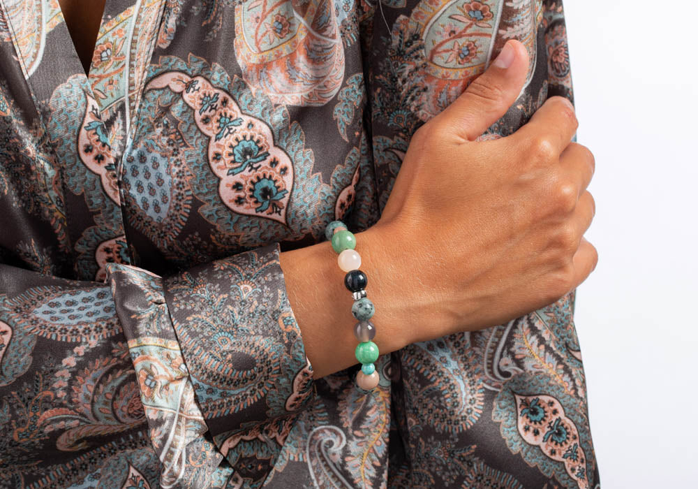 Heinzendorff Armband Sonnenstein, Achat, Tigerauge &amp; Labradorit – silber