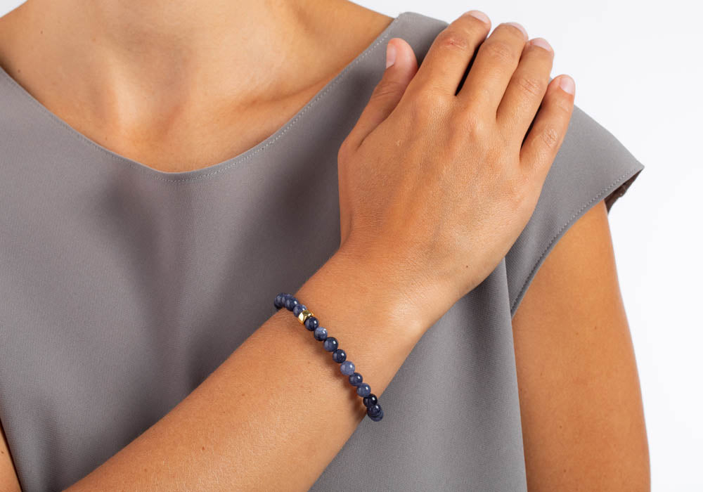 Heinzendorff Armband Blauer Schwammquarz 6 mm – silber