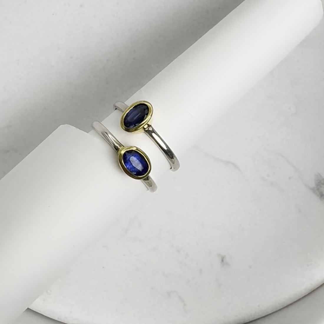 Kyanit Ring, oval, vergoldete Fassung – Sterling Silber 925
