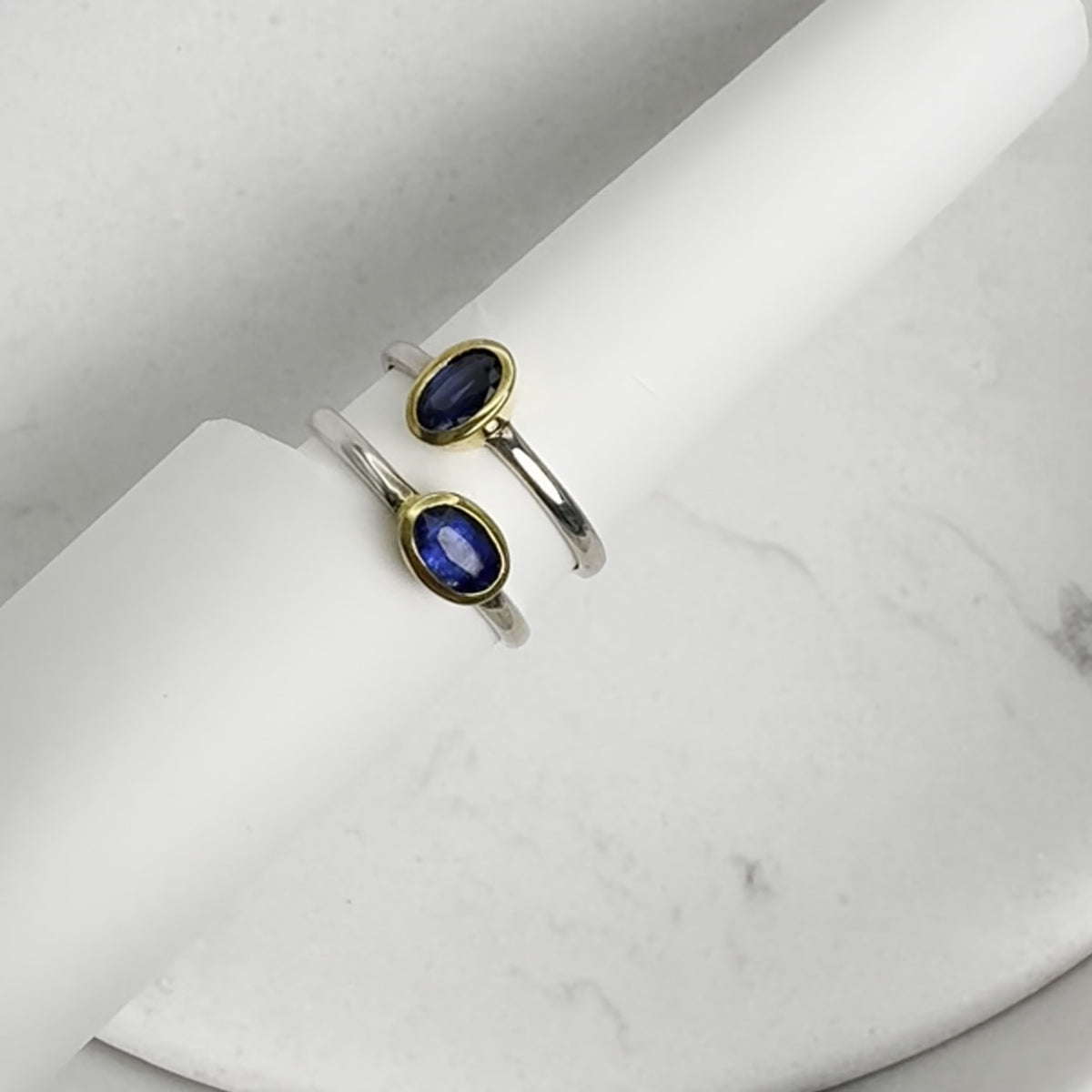 Kyanit Ring, oval, vergoldete Fassung – Sterling Silber 925