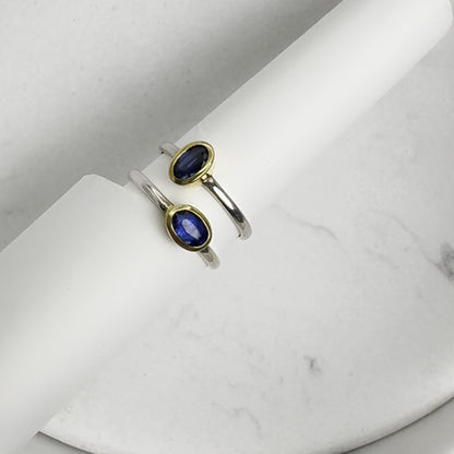 Kyanit Ring, oval, vergoldete Fassung – Sterling Silber 925