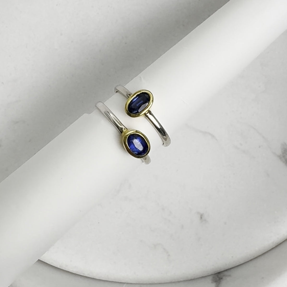Kyanit Ring, oval, vergoldete Fassung – Sterling Silber 925
