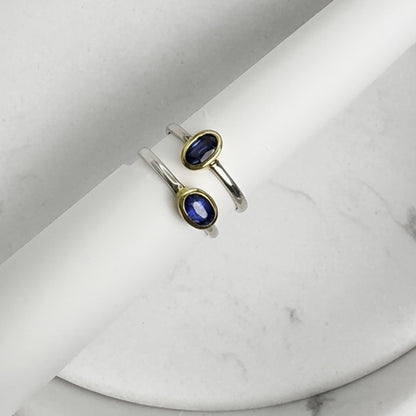 Kyanit Ring, oval, vergoldete Fassung – Sterling Silber 925