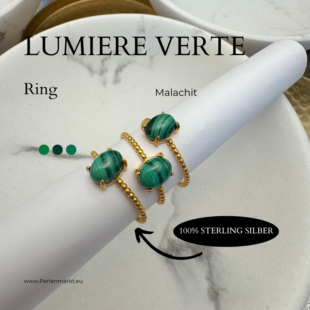 Lumiere Verte feiner Ring mit Malachit