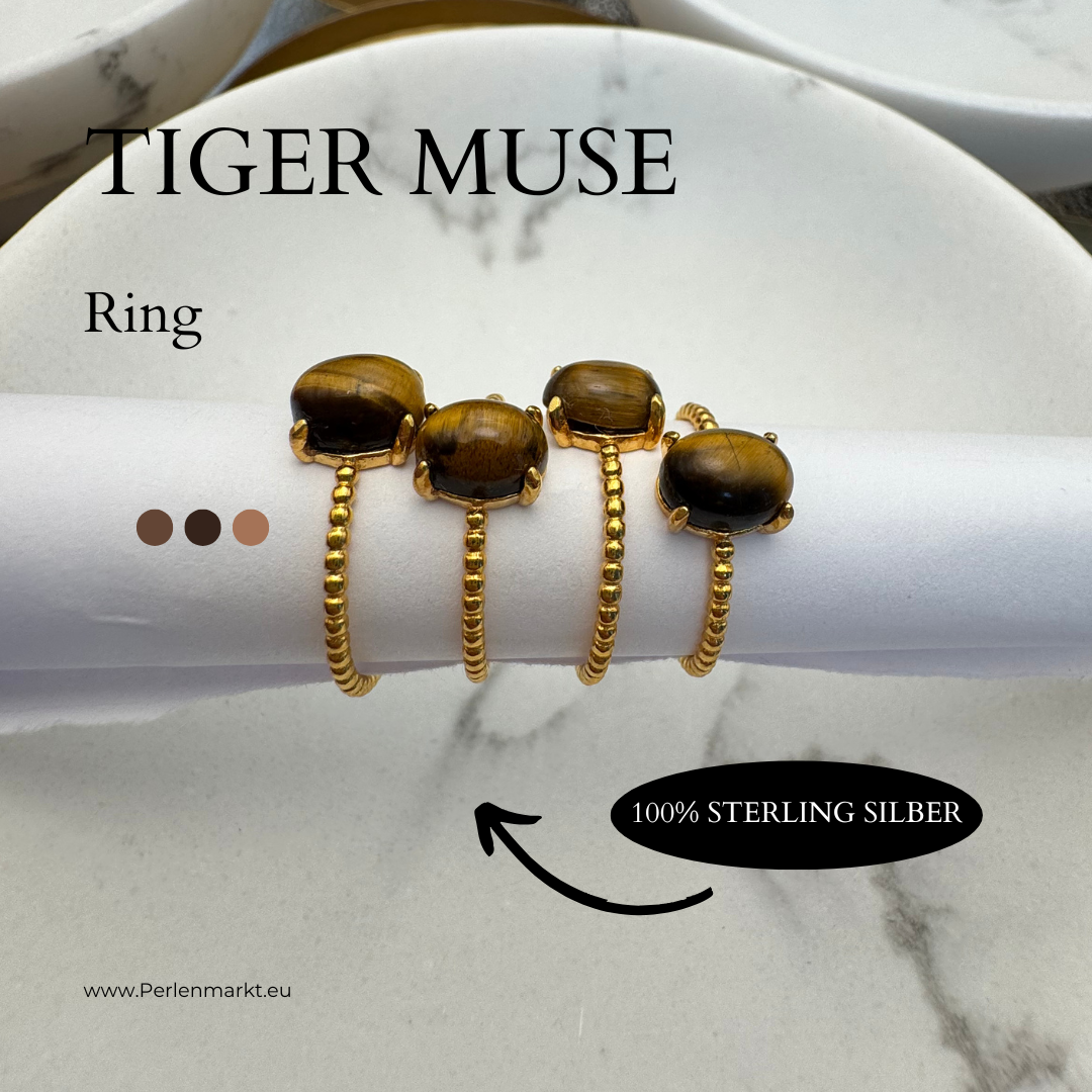 Tiger Muse feiner Ring mit Tigerauge