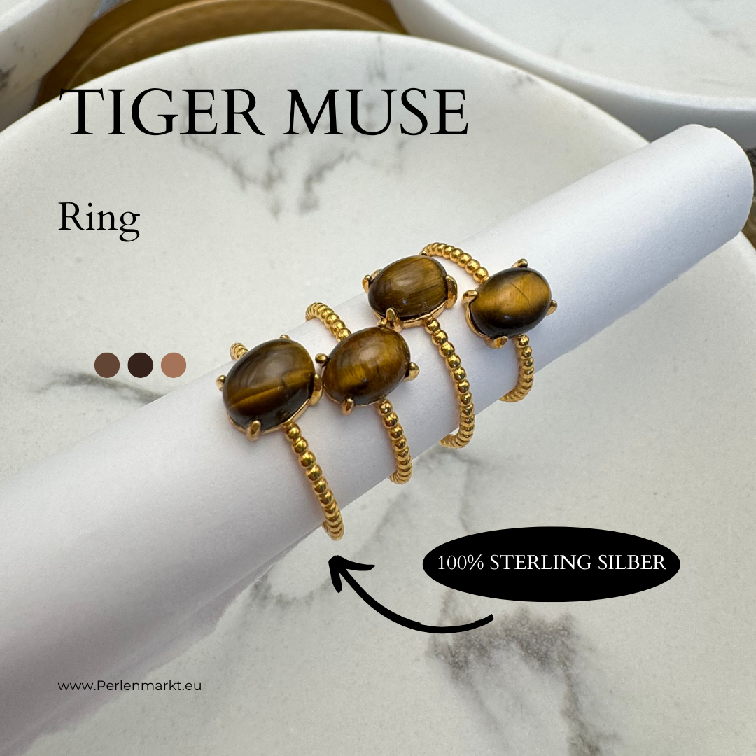 Tiger Muse feiner Ring mit Tigerauge