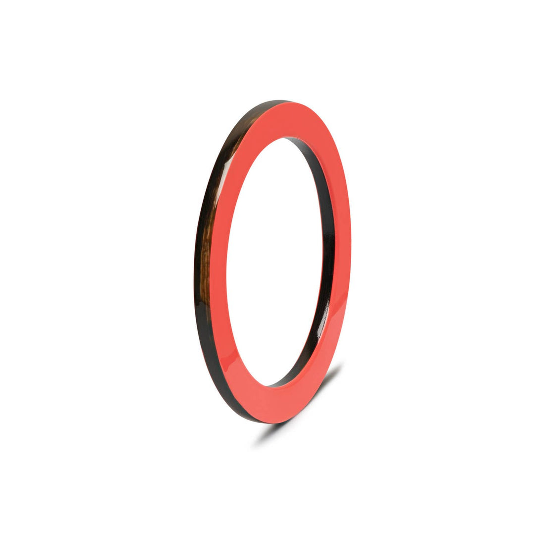 Flaches Korallen- und schwarzes Naturarmband