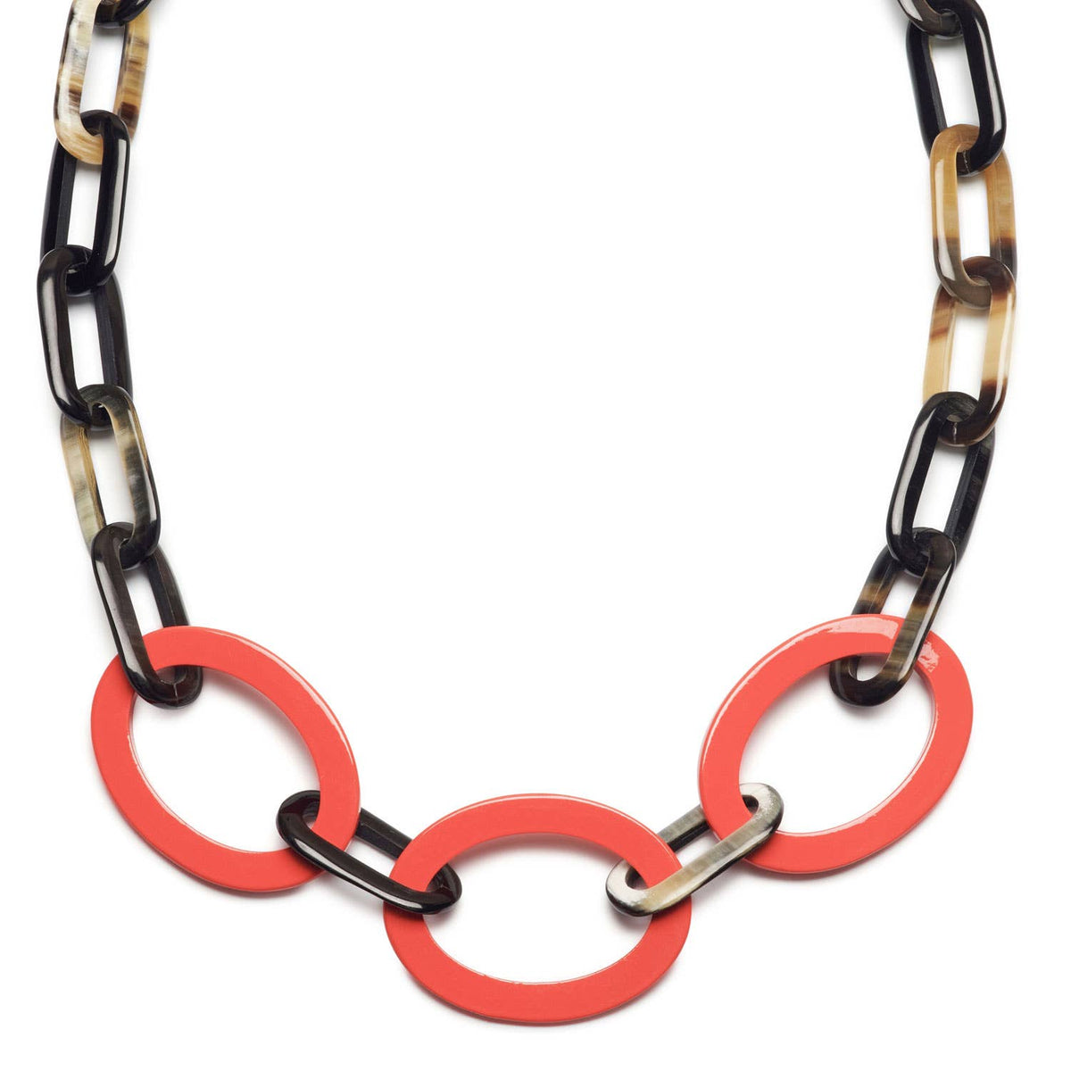 Schwarze und korallenrosa ovale Gliederkette Damen Schmuck Geschenk
