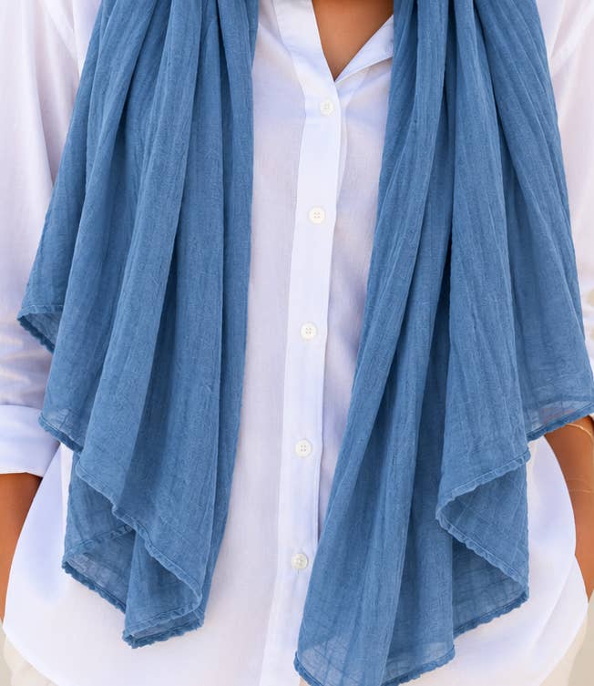 Baumwolltuch uni in Vintage-Blau
