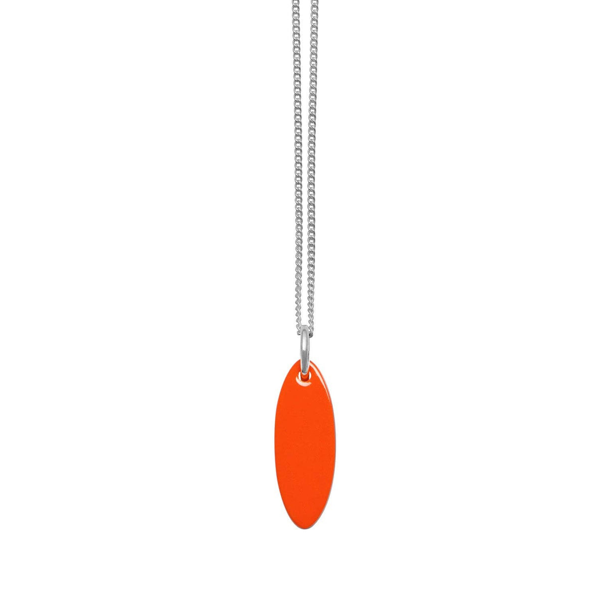 Wendbarer ovaler Anhänger in Orange und Braun - Silber