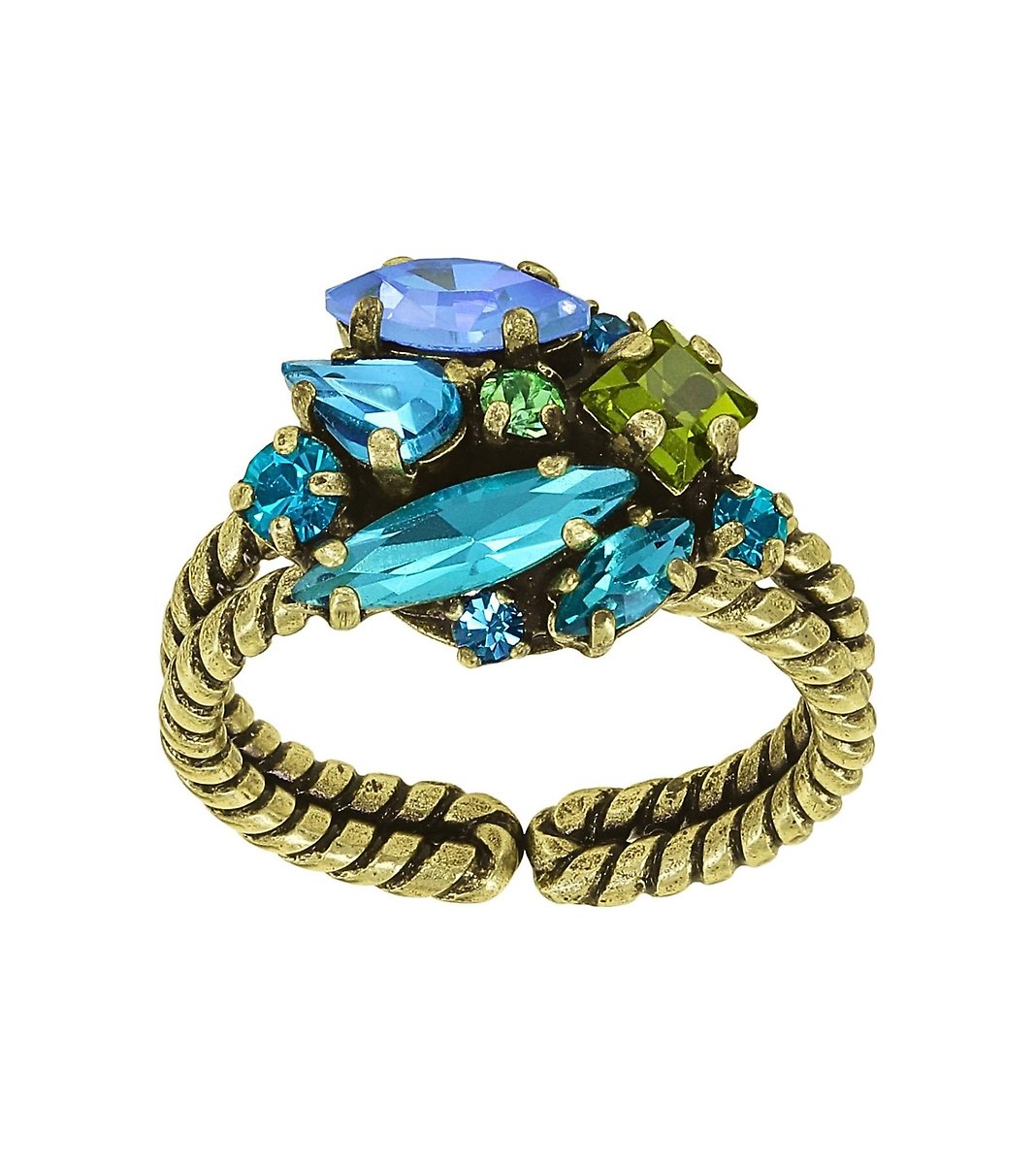 Konplott Abegail Ring Blau/Grün – kleiner Ringkopf