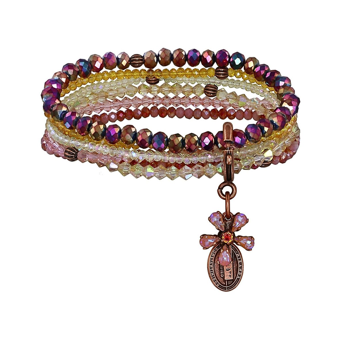 Konplott Twisted Blossom Armband elastisch Pink/Gelb