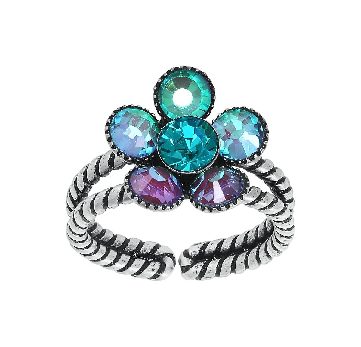 Konplott Lost Garden Ring Blau/Grün/Lila – kleiner Ringkopf