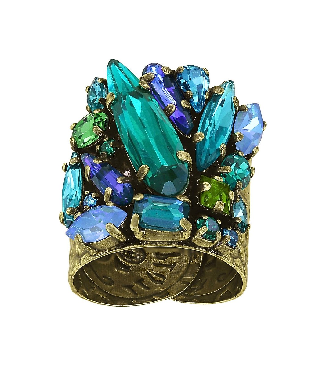 Konplott Abegail Ring Blau/Grün – großer Ringkopf
