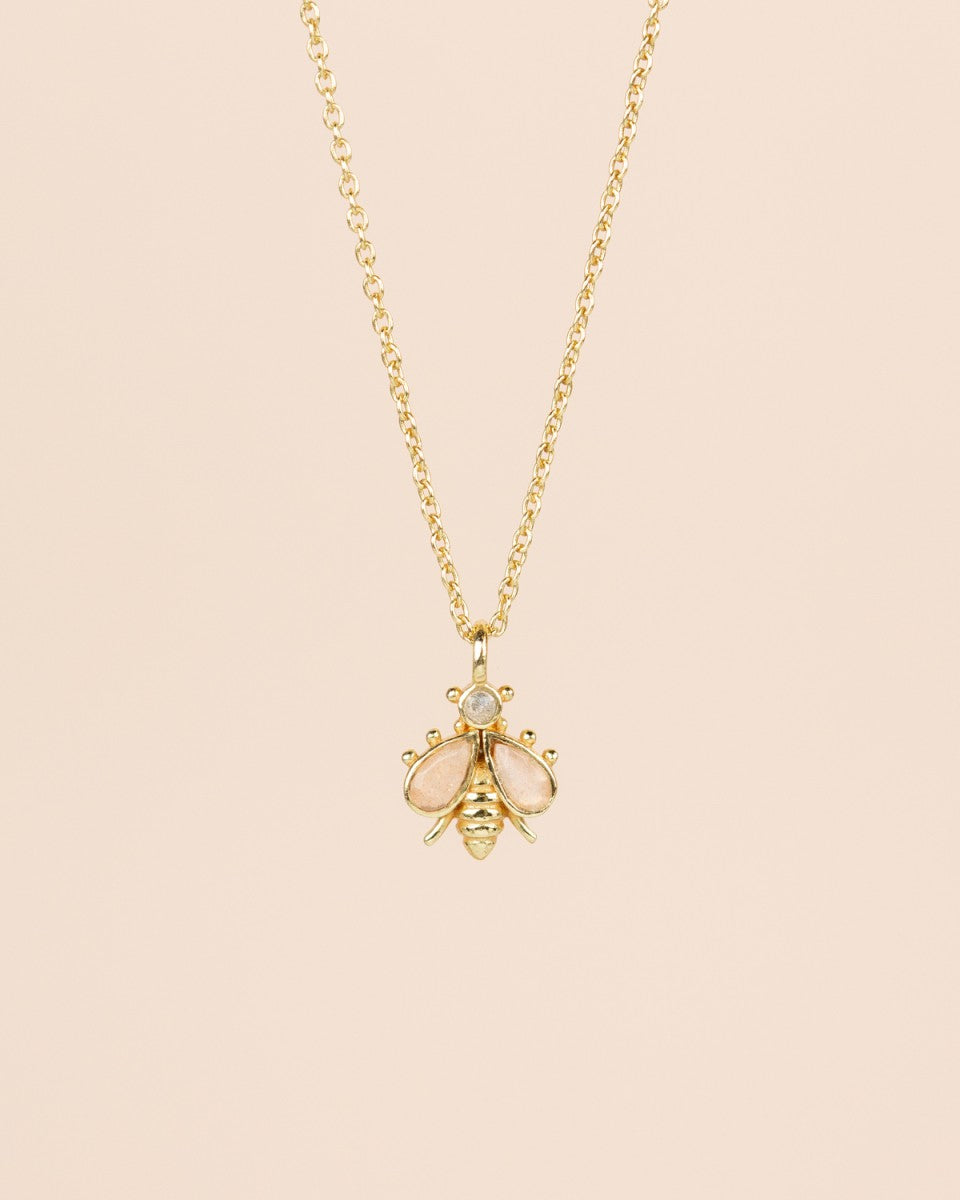 Muja Juma Collier Bumblebee Pfirsich-Mondstein