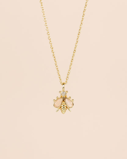 Muja Juma Collier Bumblebee Pfirsich-Mondstein